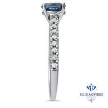 Load image into Gallery viewer, 1.01ct Round Blue Sapphire Ring with Diamond Accents in 14K White Gold