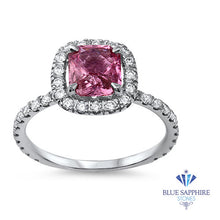 Load image into Gallery viewer, 1.72ct Cushion Pink Sapphire Ring with Diamond Halo in 18K White Gold