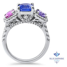 Load image into Gallery viewer, Multicolor Sapphire Ring with Diamond Halo in 18K White Gold