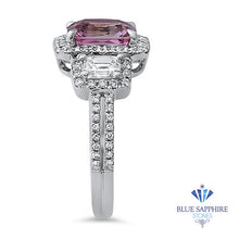 Load image into Gallery viewer, 1.98ct Radiant Pink Sapphire Ring with Diamond Halo in 18K White Gold