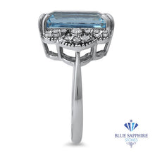 Load image into Gallery viewer, 6.47ct Emerald Aquamarine Ring with Diamond Accents in 18K White Gold