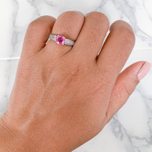 Load image into Gallery viewer, 1.14ct Round Pink Sapphire Ring with Diamond Accents in 14K White Gold