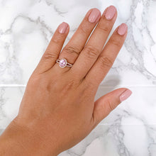 Load image into Gallery viewer, 1.27ct Oval Pink Sapphire Ring with Diamond Halo in 18K Rose Gold