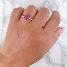 Load image into Gallery viewer, 2.39ct Round EGL Certified Pink Sapphire Ring with Diamond Accents in 18K White Gold