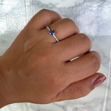 Load image into Gallery viewer, 0.54ct Round Purple Sapphire Ring with Diamonds in 18K White Gold