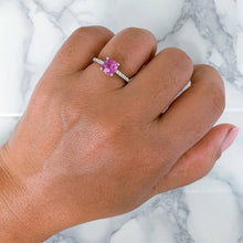 Load image into Gallery viewer, 1.27ct Asscher Unheated Pink Sapphire Ring with Diamond Accents in 18K White Gold