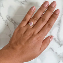 Load image into Gallery viewer, 1.14ct Oval Pink Sapphire Ring with Diamond Halo in 18K Rose Gold