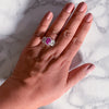 Multicolor Sapphire Ring with Diamond Halo in 18K White Gold