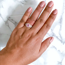 Load image into Gallery viewer, 2.08ct Square Cushion Padparadscha Ring with Diamond Halo in 18K Rose Gold