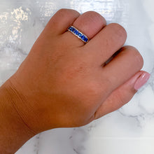 Load image into Gallery viewer, 1.22ctw Round Blue Sapphire Ring in 18K White Gold