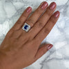 2.82ct Cushion Blue Sapphire Ring with Diamond Halo in 14K White Gold