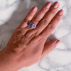Multicolor Sapphire Ring with Diamond Halo in 18K White Gold