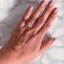 Load image into Gallery viewer, Multicolor Sapphire Ring with Diamond Accents in 18K White Gold