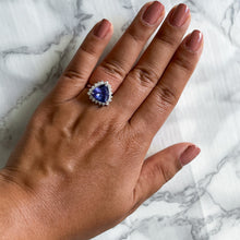 Load image into Gallery viewer, 5.06ct Trillion Tanzanite Ring with Diamond Halo in 14K White Gold