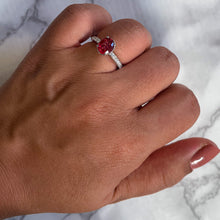 Load image into Gallery viewer, 1.62ct Oval GIA Certified Unheated Orange Sapphire Ring with Diamond Accents in 18K White Gold