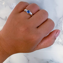 Load image into Gallery viewer, 0.74ct Round Blue Sapphire Ring in 14K White Gold