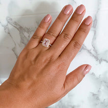 Load image into Gallery viewer, 2.02ct Radiant Unheated GIA Certified Peach Sapphire Ring with Diamond Halo in 18K Rose Gold