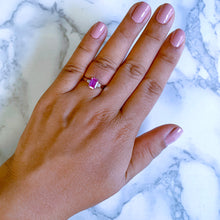 Load image into Gallery viewer, 1.21ct Emerald Pink Sapphire Ring with Diamond Accents in 18K White Gold