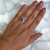 3.68ct. Oval GIA Certified Blue Sapphire Ring with Diamond Halo in 18K White Gold