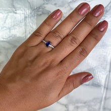 Load image into Gallery viewer, 1.10ct Oval Purple Sapphire Ring with Diamonds in 18K White Gold