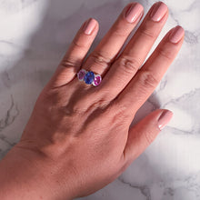 Load image into Gallery viewer, Multicolor Sapphire Ring with Diamond Halo in 18K White Gold