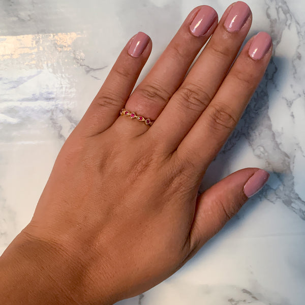 0.20ctw Ruby Alternating Marquise Ring in 14K Yellow Gold