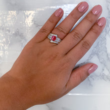 Load image into Gallery viewer, 1.80ct Cushion Ruby Ring with Diamond Accents in 18K White Gold