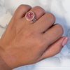 2.07ct. Oval Padparadscha Ring with Sapphire and Diamond Halo in 18K Rose Gold