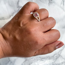 Load image into Gallery viewer, 1.23ct. Cushion Padparadscha Ring with Diamond Halo in 18K Rose Gold