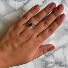 Load image into Gallery viewer, 1.57ct Round Green Sapphire Ring with Diamond Accents in 18K White Gold