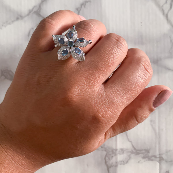 2.01ctw Oval Alexandrite Ring with Diamond Accents in 18K White Gold