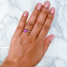 Load image into Gallery viewer, 1.56ct Cushion Pink Sapphire Ring with Diamond Accents in 18K White Gold