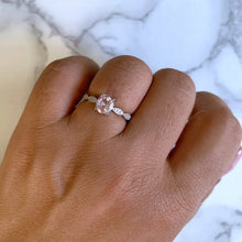 Load image into Gallery viewer, 1.14ct Oval Pink Sapphire Ring with Diamond Accents in 18K White Gold
