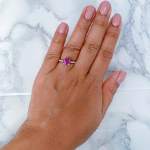 Load image into Gallery viewer, 2.39ct Round EGL Certified Pink Sapphire Ring with Diamond Accents in 18K White Gold