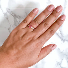 Load image into Gallery viewer, 0.80ct Oval Padparadscha Ring with Diamond Accents in 18K Rose Gold