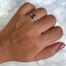 Load image into Gallery viewer, 1.22ct. Pear Blue Sapphire Ring with Diamond Accents in 18K White Gold