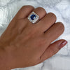 2.82ct Cushion Blue Sapphire Ring with Diamond Halo in 14K White Gold