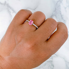 Load image into Gallery viewer, 0.86ct Oval GIA Certified Pink Sapphire Ring with Diamond Accents in 18K White Gold