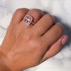 1.75ct. Cushion Padparadscha Ring with Sapphire and Diamond Halo in 18K Rose Gold