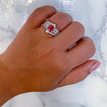 Load image into Gallery viewer, 1.80ct Cushion Ruby Ring with Diamond Accents in 18K White Gold