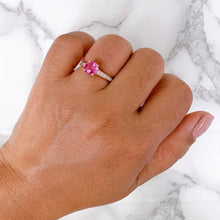 Load image into Gallery viewer, 1.84ct Round Pink Sapphire Ring with Diamond Accents in 18K Rose Gold