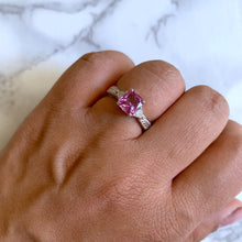 Load image into Gallery viewer, 1.80ct Radiant Pink Sapphire Ring with Diamond Accents in 18K White Gold
