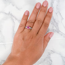 Load image into Gallery viewer, 1.14ct Round Pink Sapphire Ring with Diamond Accents in 14K White Gold