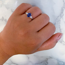 Load image into Gallery viewer, 1.80ct. Pear Blue Sapphire Ring with Diamond Accents in 18K White Gold