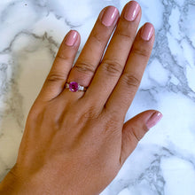 Load image into Gallery viewer, 2.26ct Round Pink Sapphire Ring with Diamond Accents in 18K White Gold