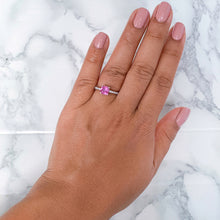 Load image into Gallery viewer, 1.27ct Asscher Unheated Pink Sapphire Ring with Diamond Accents in 18K White Gold