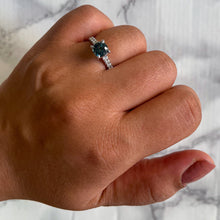 Load image into Gallery viewer, 1.57ct Round Green Sapphire Ring with Diamond Accents in 18K White Gold