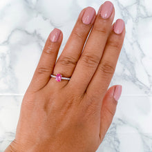 Load image into Gallery viewer, 0.86ct Oval GIA Certified Pink Sapphire Ring with Diamond Accents in 18K White Gold