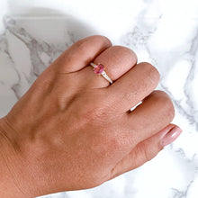 Load image into Gallery viewer, 0.80ct Oval Padparadscha Ring with Diamond Accents in 18K Rose Gold