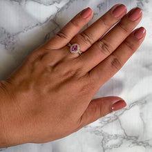 Load image into Gallery viewer, 1.08ct Oval Padparadscha Ring with Diamond Halo in 18K Rose Gold